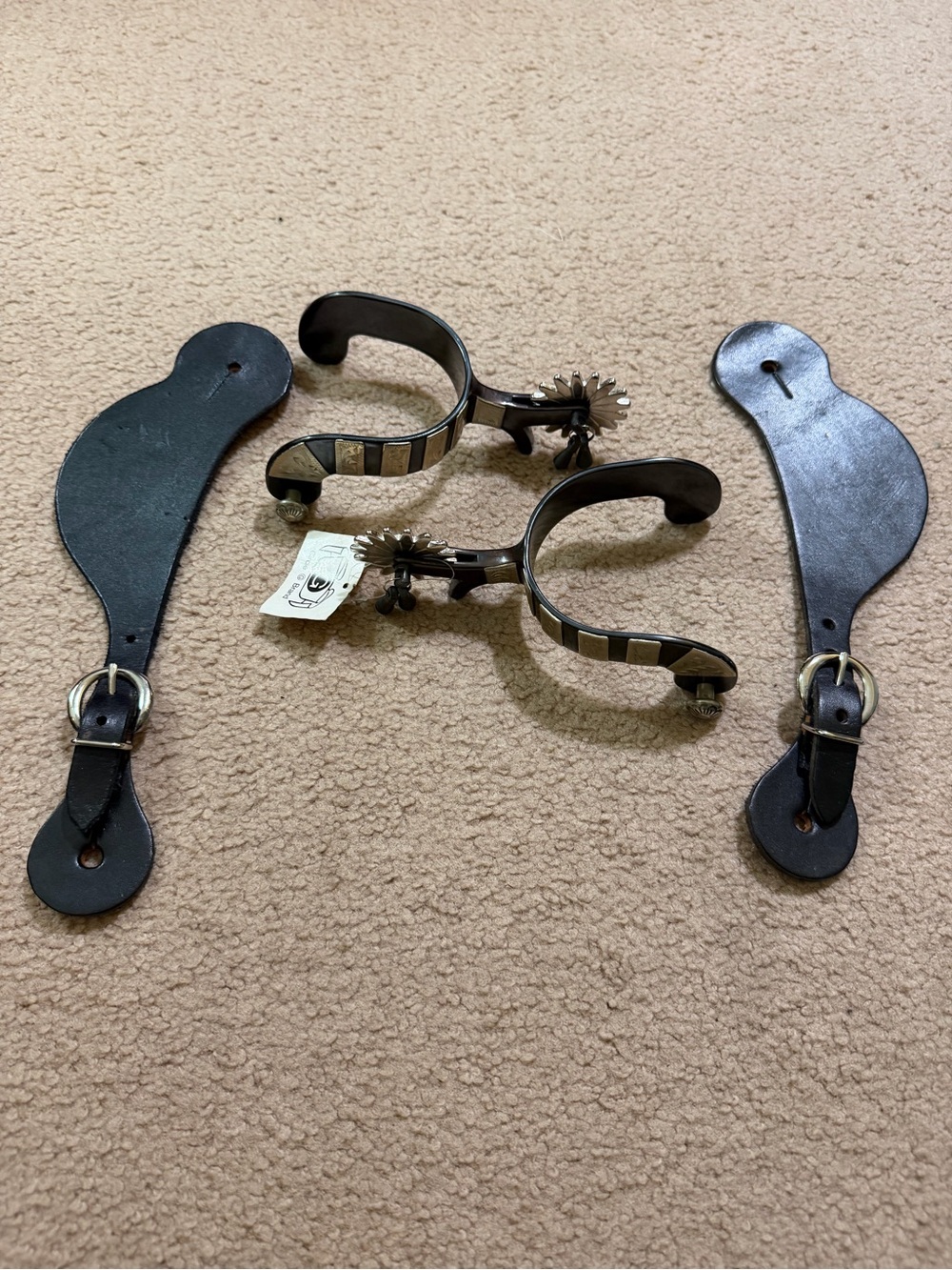 Circle G Men’s Western Spurs Jingle Bobs Engraved Silver Tone w/ Straps NWT